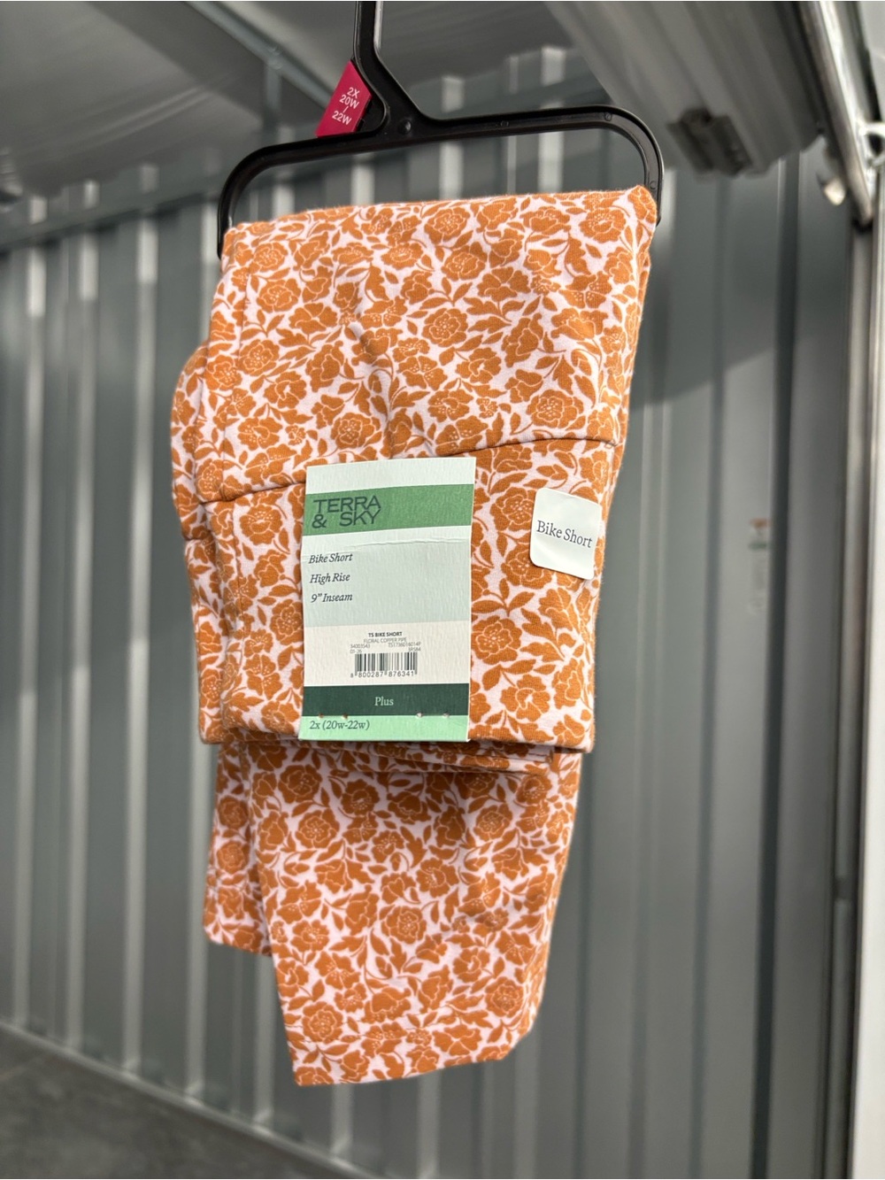 NWT Terra & Sky Women's Copper Pipe Orange Floral Bike Shorts High Rise 2X Plus